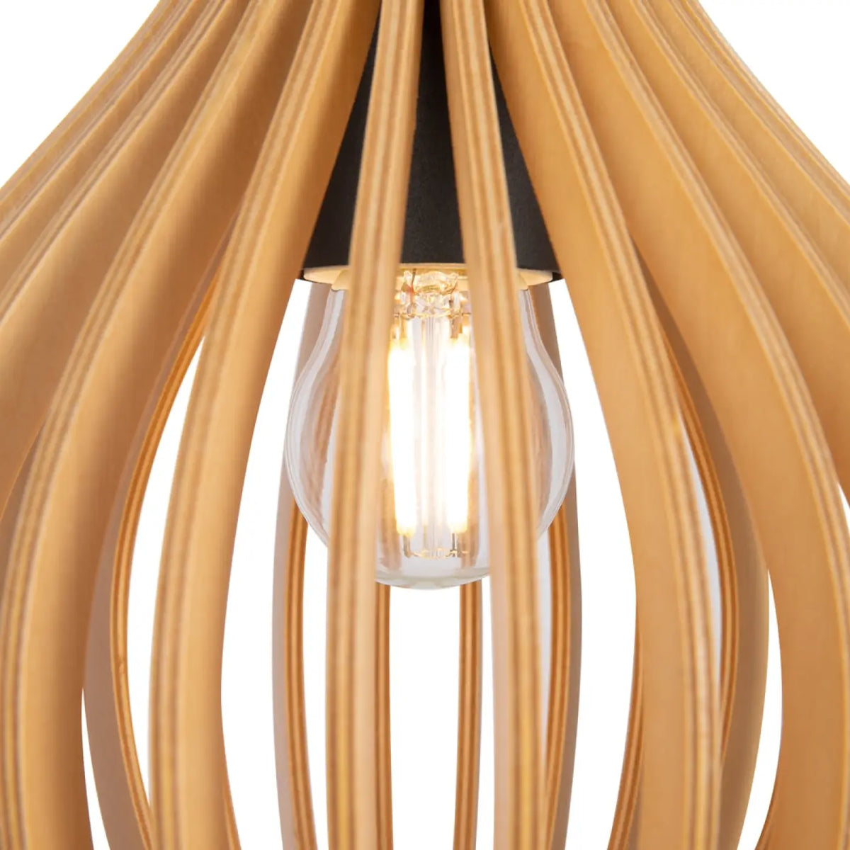 Suspension en bois forme poire, lames de bois clair, 20 ou 30 cm