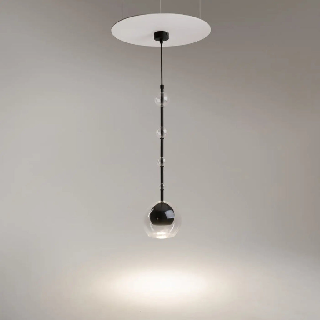 Suspension cylindre de verre vertical de 60 cm, noir ou doré, noir