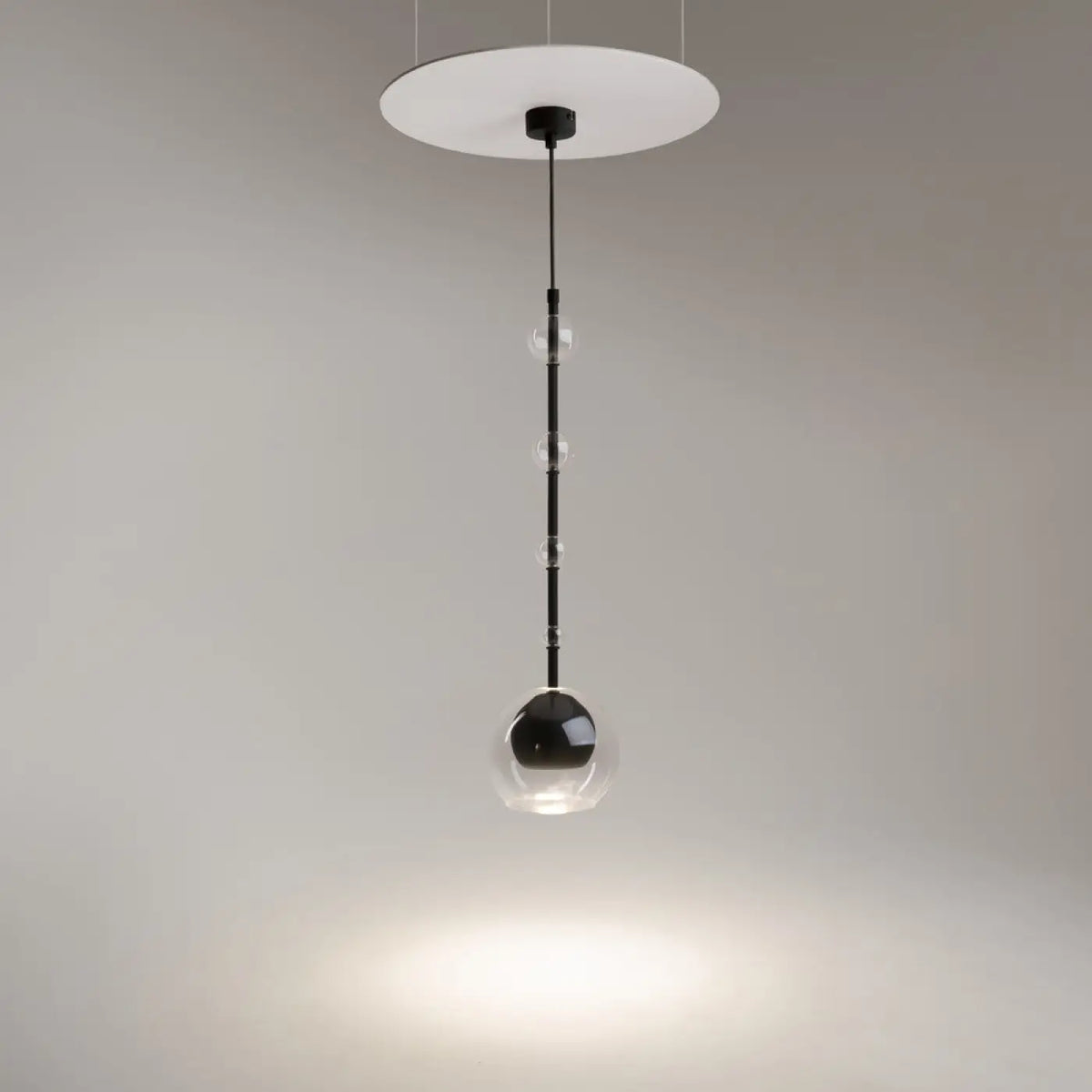Suspension cylindre de verre vertical de 60 cm, noir ou doré, noir