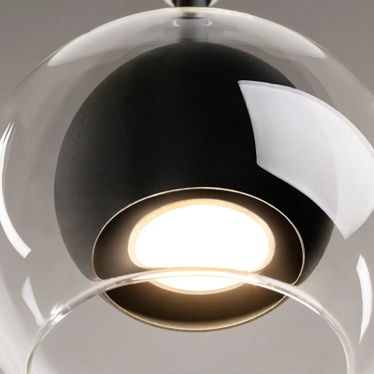 Suspension cylindre de verre vertical de 60 cm, noir ou doré