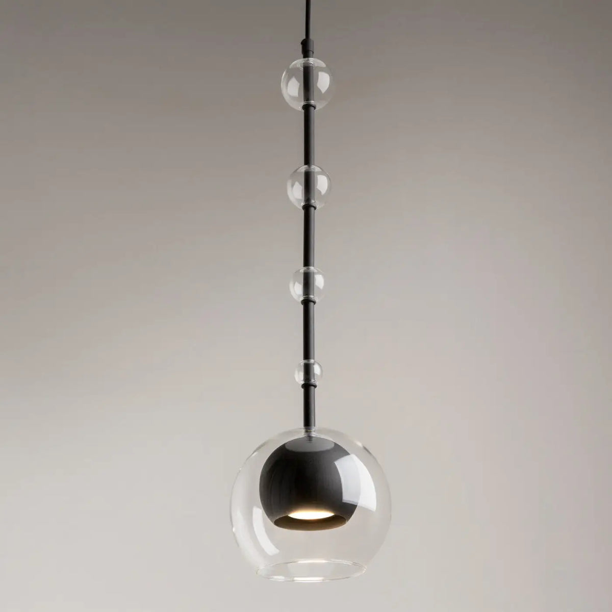 Suspension cylindre de verre vertical de 60 cm, noir ou doré