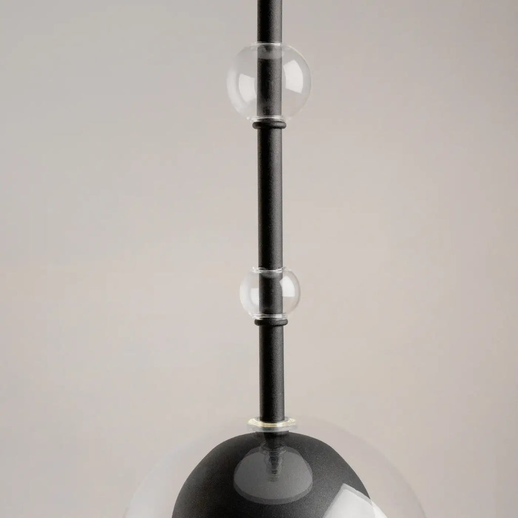 Suspension cylindre de verre vertical de 60 cm, noir ou doré