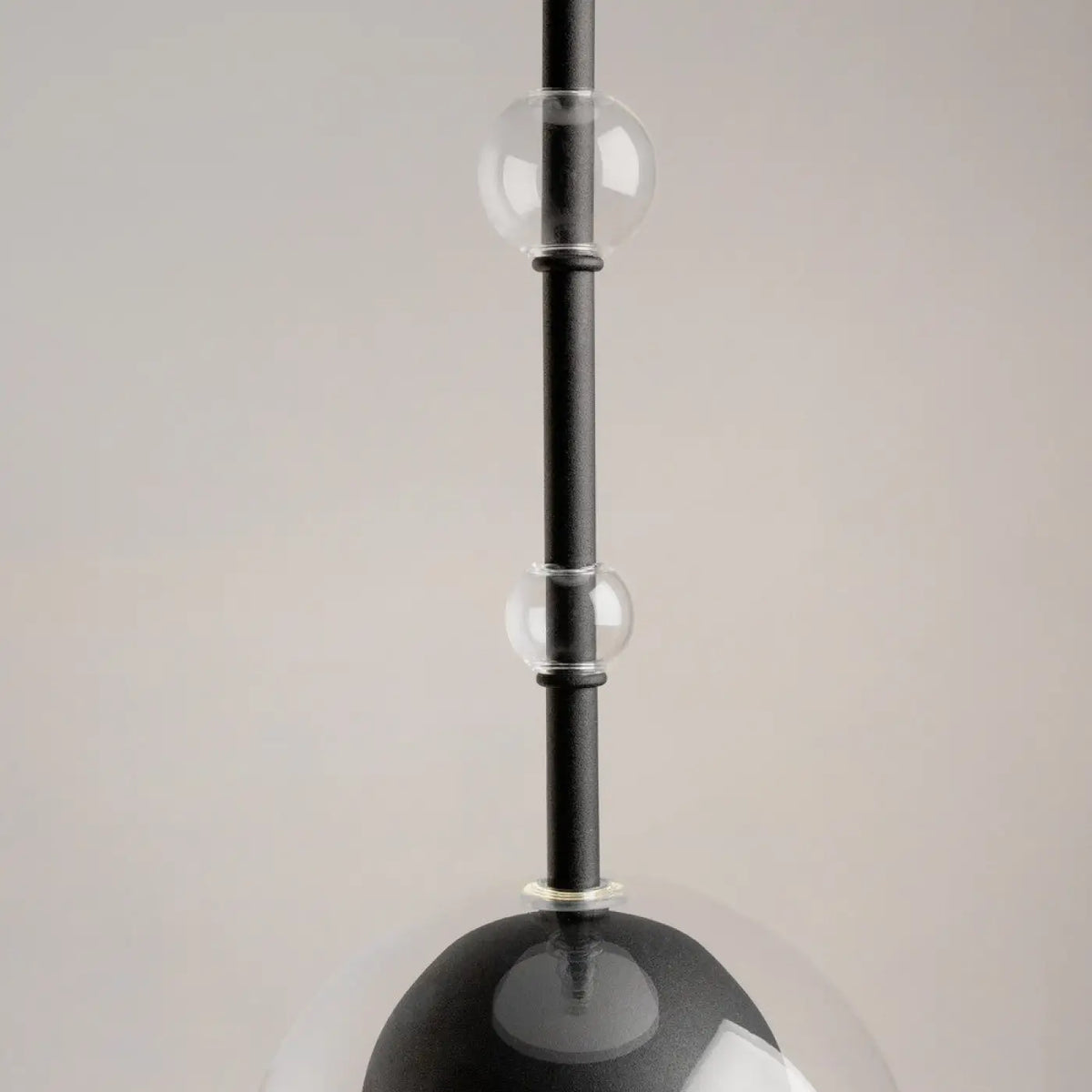 Suspension cylindre de verre vertical de 60 cm, noir ou doré