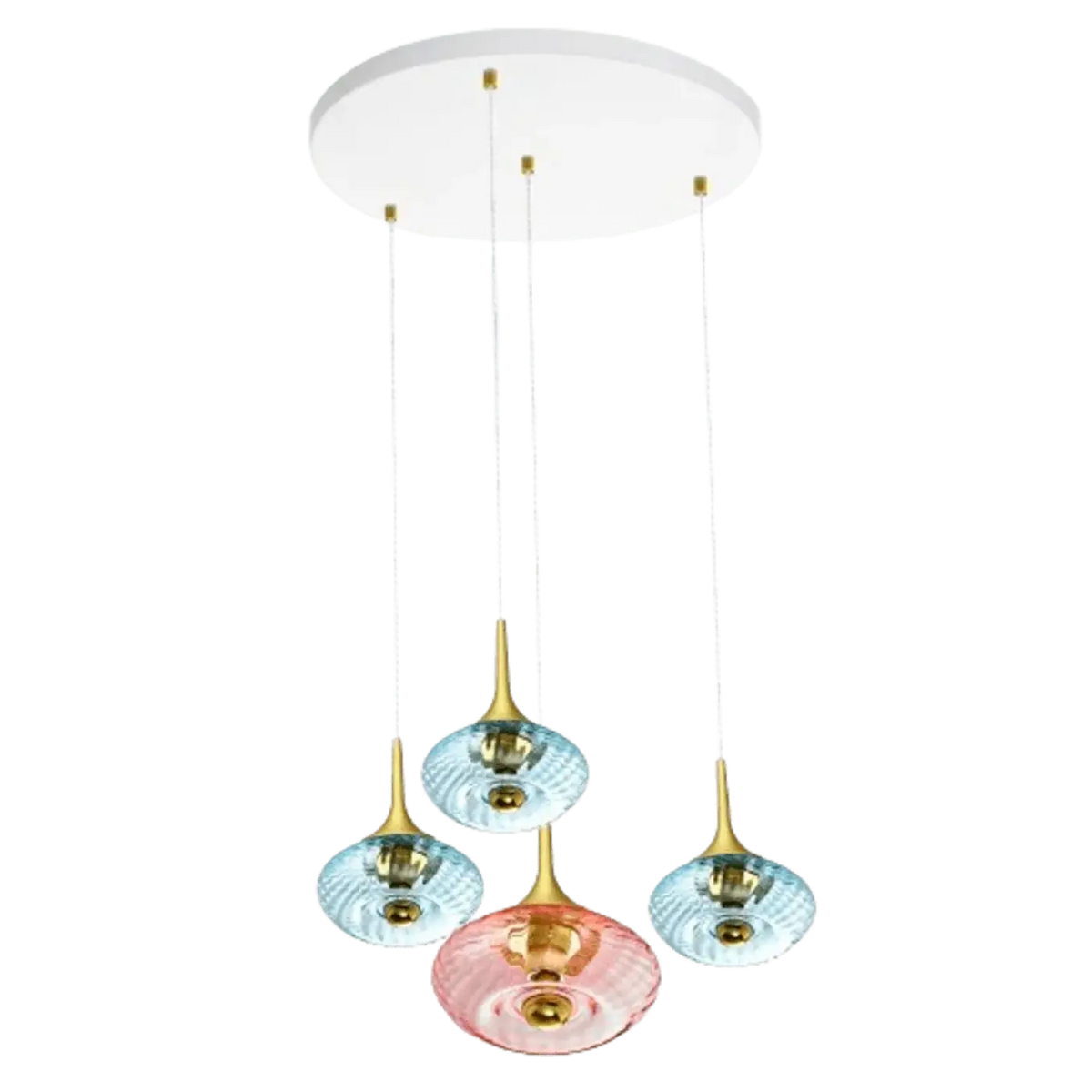 Suspension rosace 4 disques en verre soufflé, doré, noir ou blanc, blanc