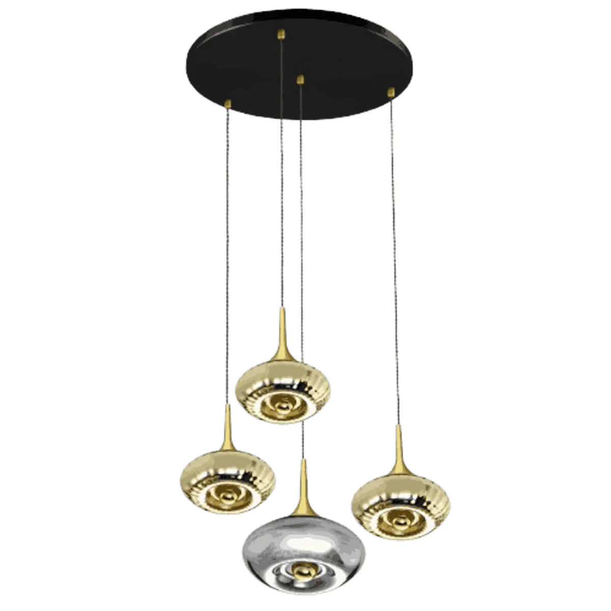 Suspension rosace 4 disques en verre soufflé, doré, noir ou blanc, noir