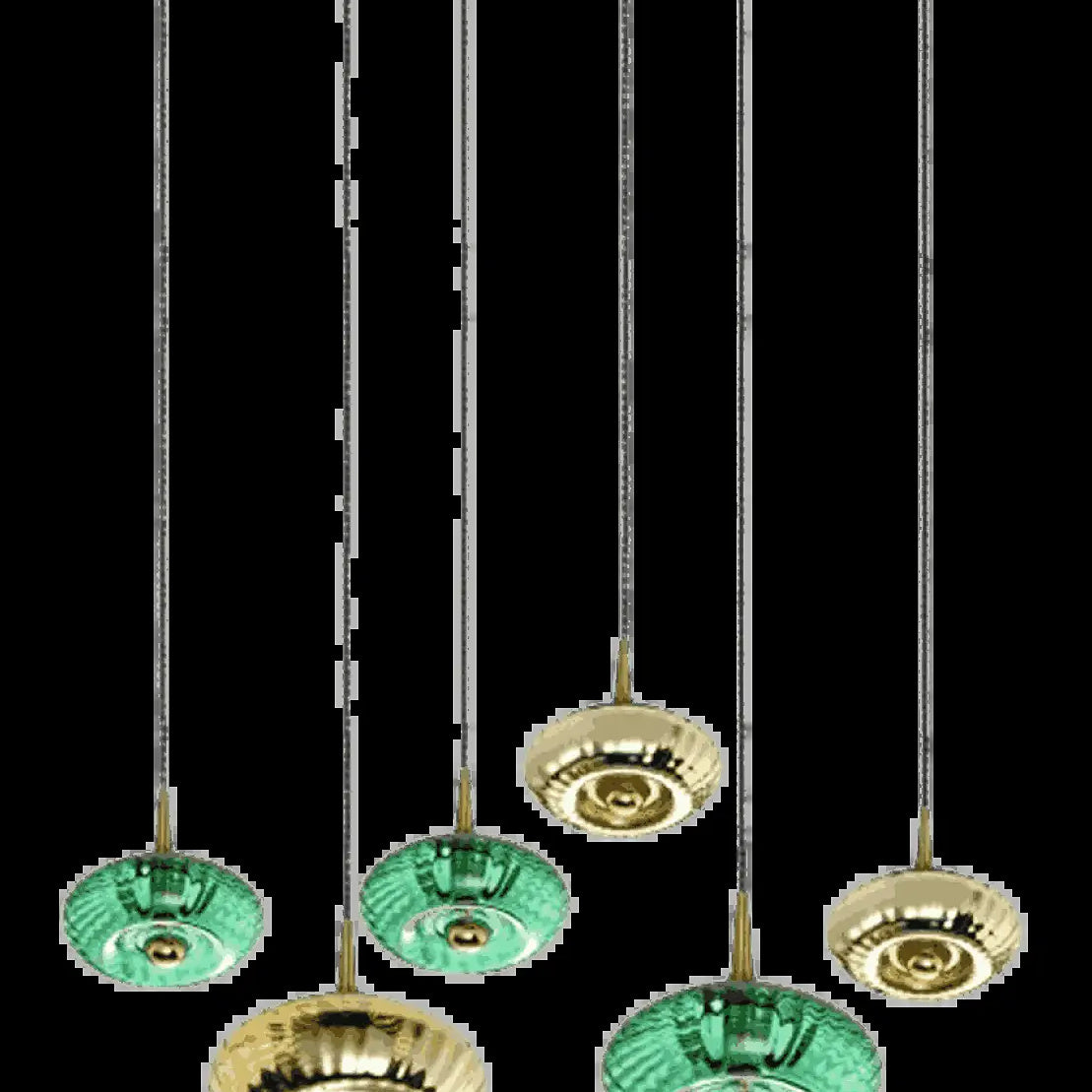 Suspension rosace 6 disques en verre soufflé, câbles de 2 m, noir