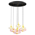 Suspension rosace 7 verrines en verre soufflé, style Art déco, noir