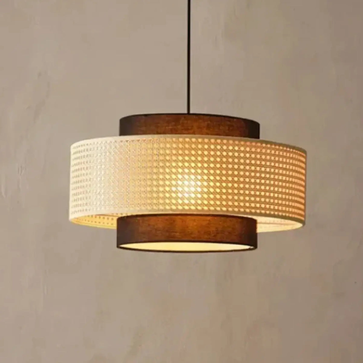 Suspension en rotin forme tambour, tailles S, M et L