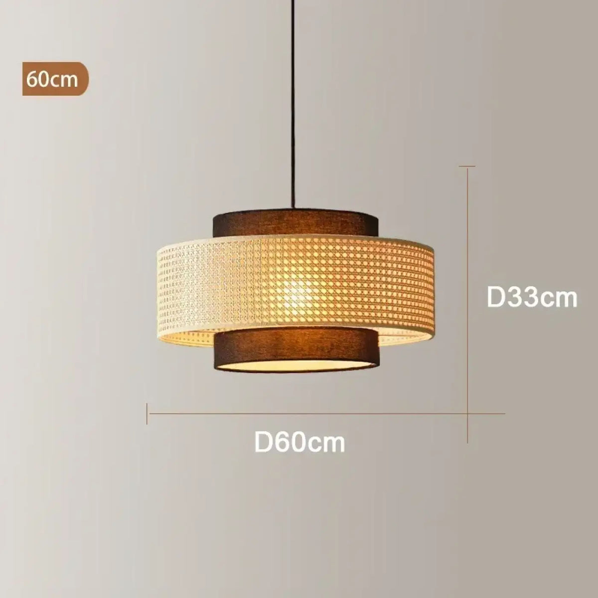 Suspension en rotin forme tambour, tailles S, M et L