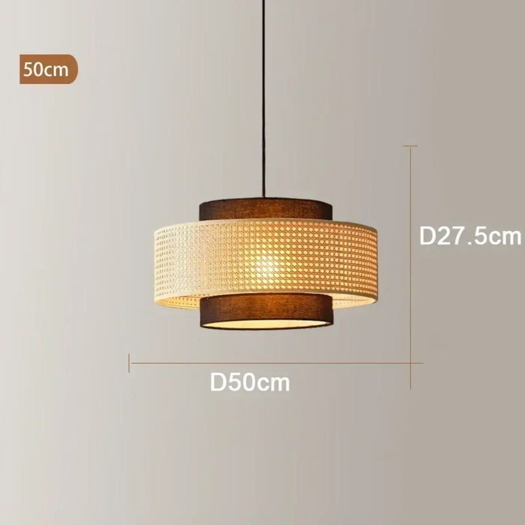 Suspension en rotin forme tambour, tailles S, M et L