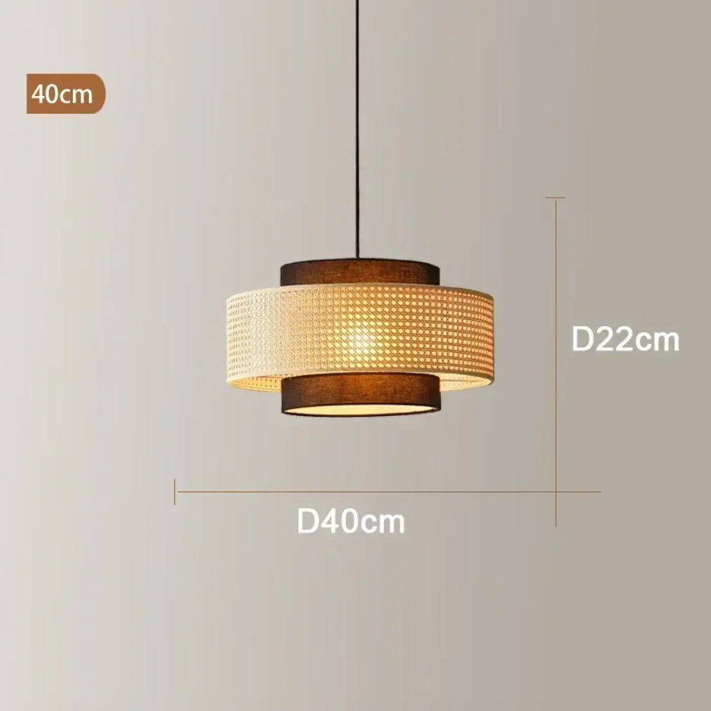 Suspension en rotin forme tambour, tailles S, M et L