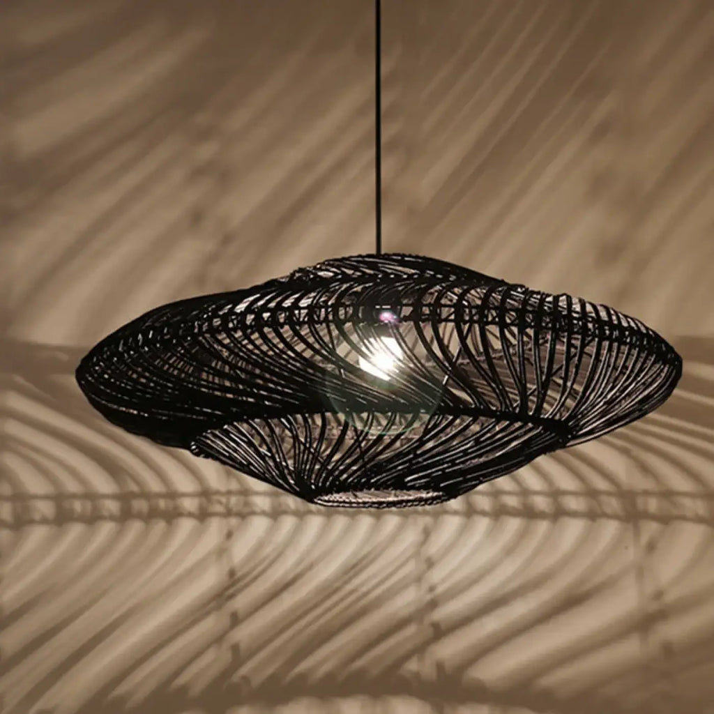 Suspension en rotin en spirale, noir ou beige, tailles S à XL