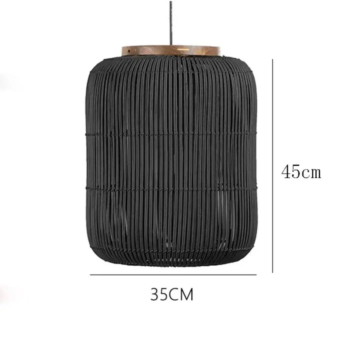 Suspension cylindrique en rotin, beige ou noir, trois tailles, noir