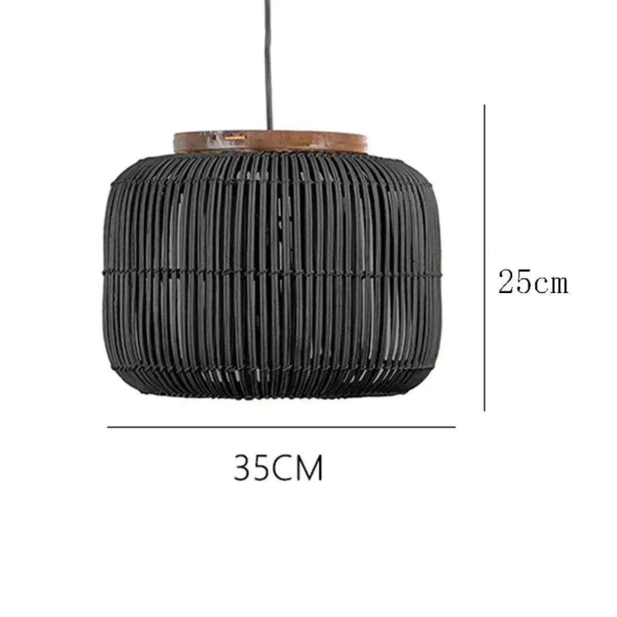 Suspension cylindrique en rotin, beige ou noir, trois tailles, noir