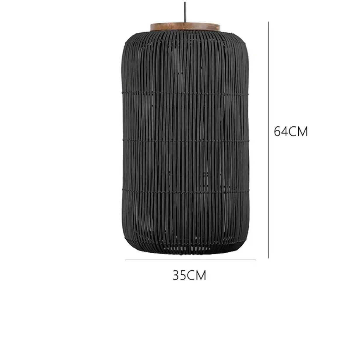 Suspension cylindrique en rotin, beige ou noir, trois tailles, noir