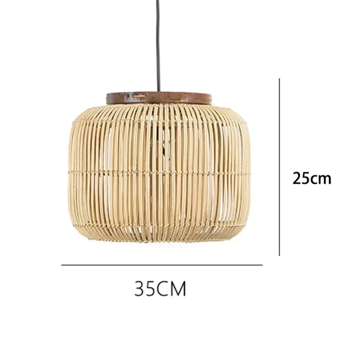 Suspension cylindrique en rotin, beige ou noir, trois tailles, beige