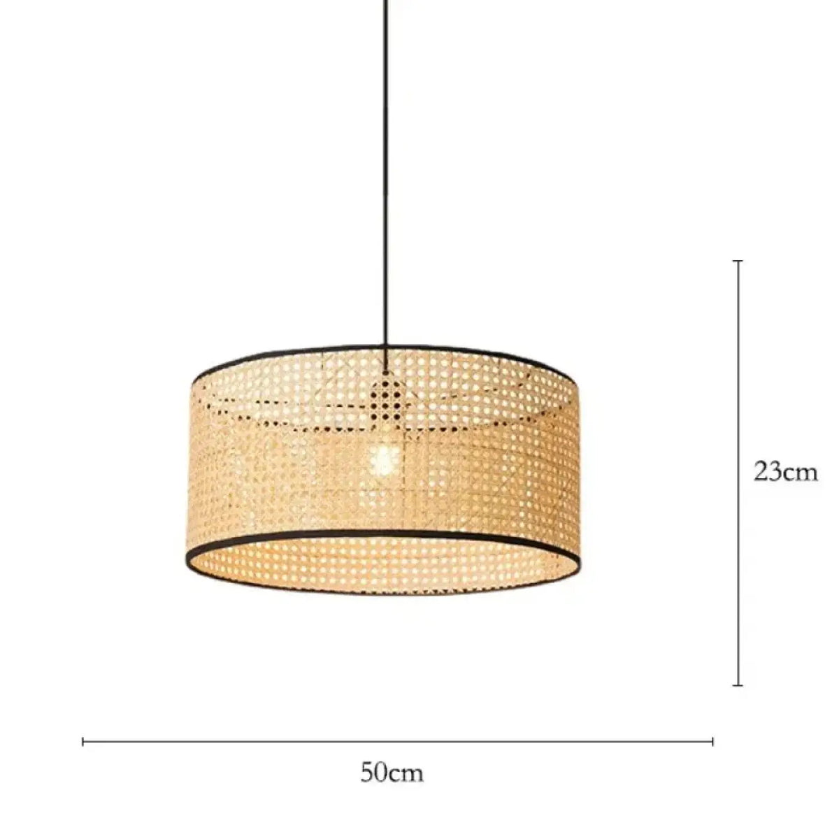 Suspension en rotin naturel cylindrique, tailles S, M et L