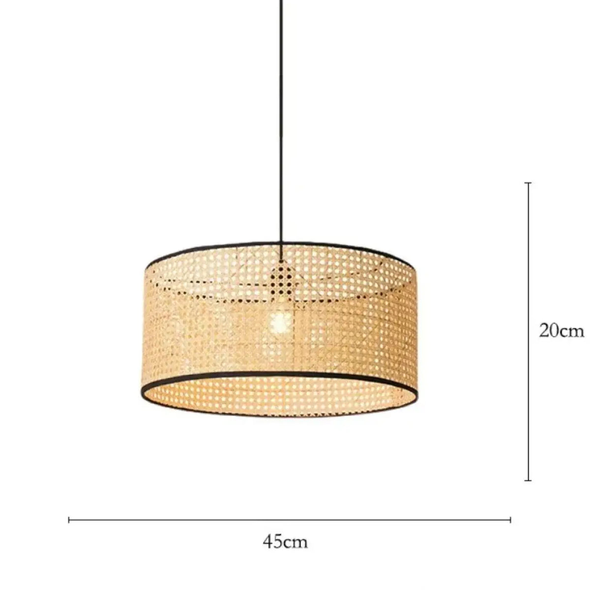 Suspension en rotin naturel cylindrique, tailles S, M et L