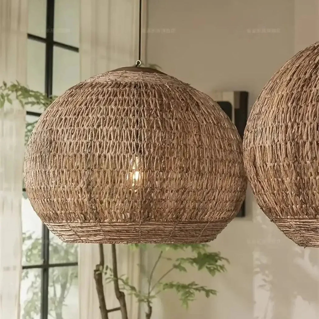 Suspension sphère en rotin naturel, style bohème, tailles S et M