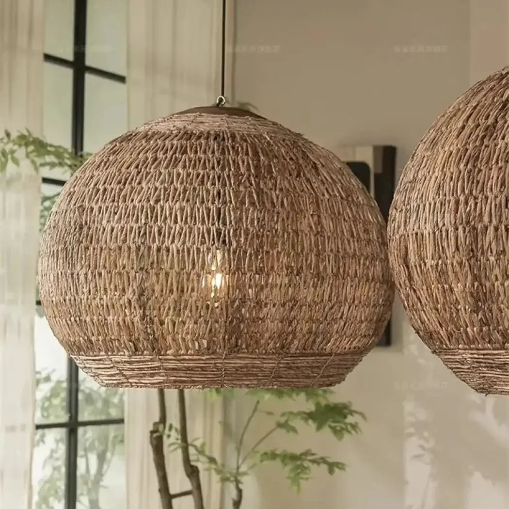 Suspension sphère en rotin naturel, style bohème, tailles S et M
