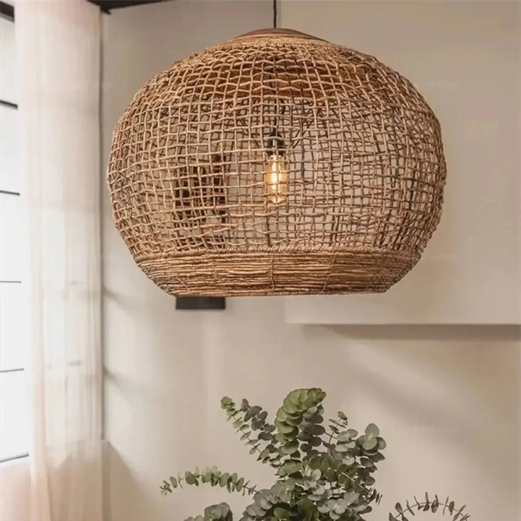 Suspension sphère en rotin naturel, style bohème, tailles S et M