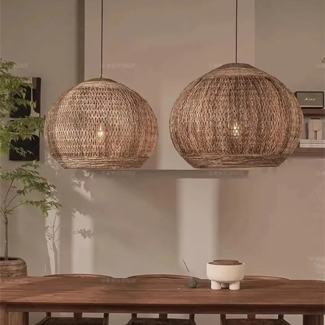 Suspension sphère en rotin naturel, style bohème, tailles S et M