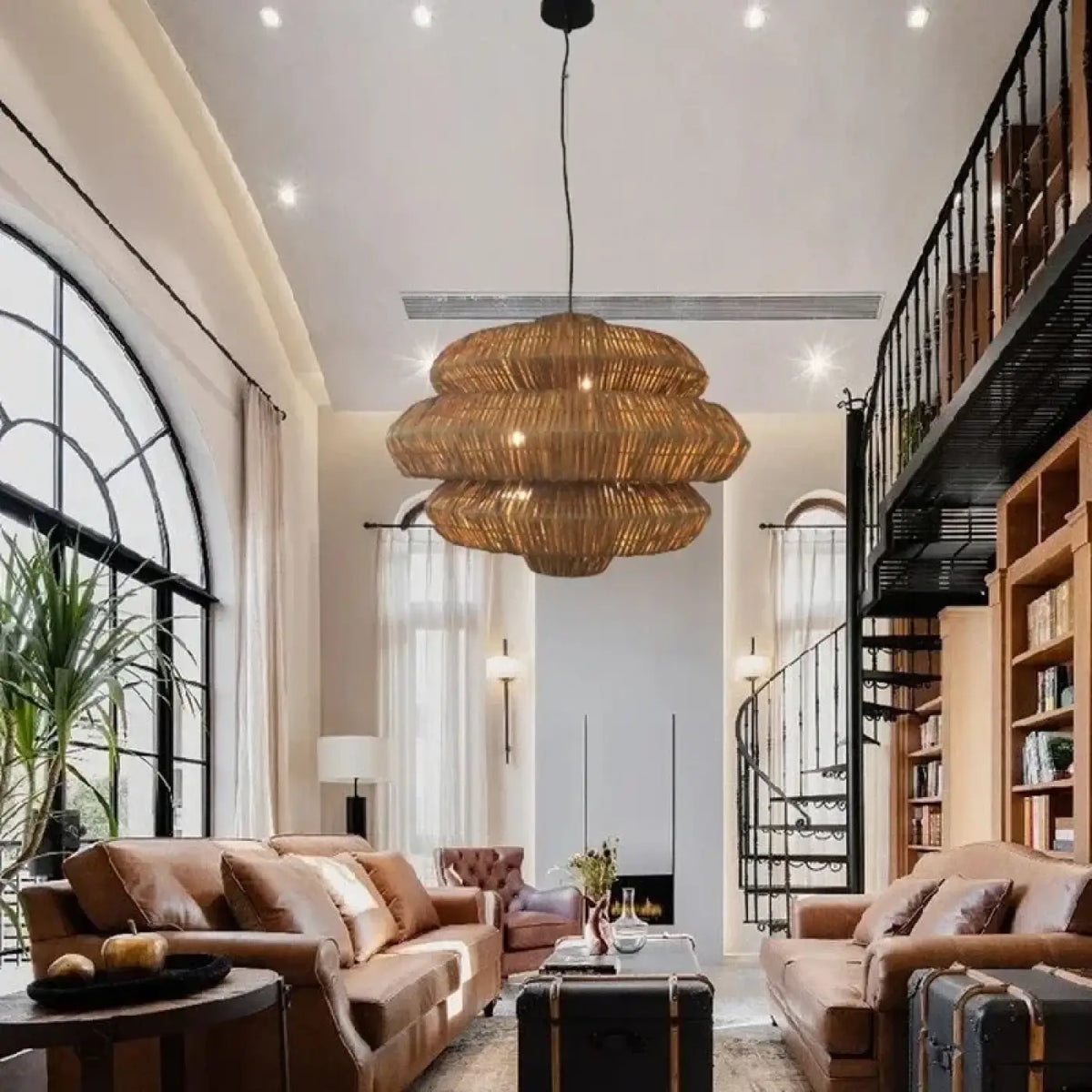 Suspension en rotin bohème, beige ou marron, tailles S à L, beige