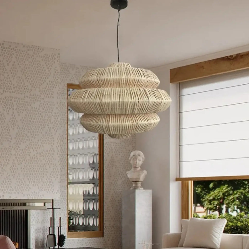 Suspension en rotin bohème, beige ou marron, tailles S à L