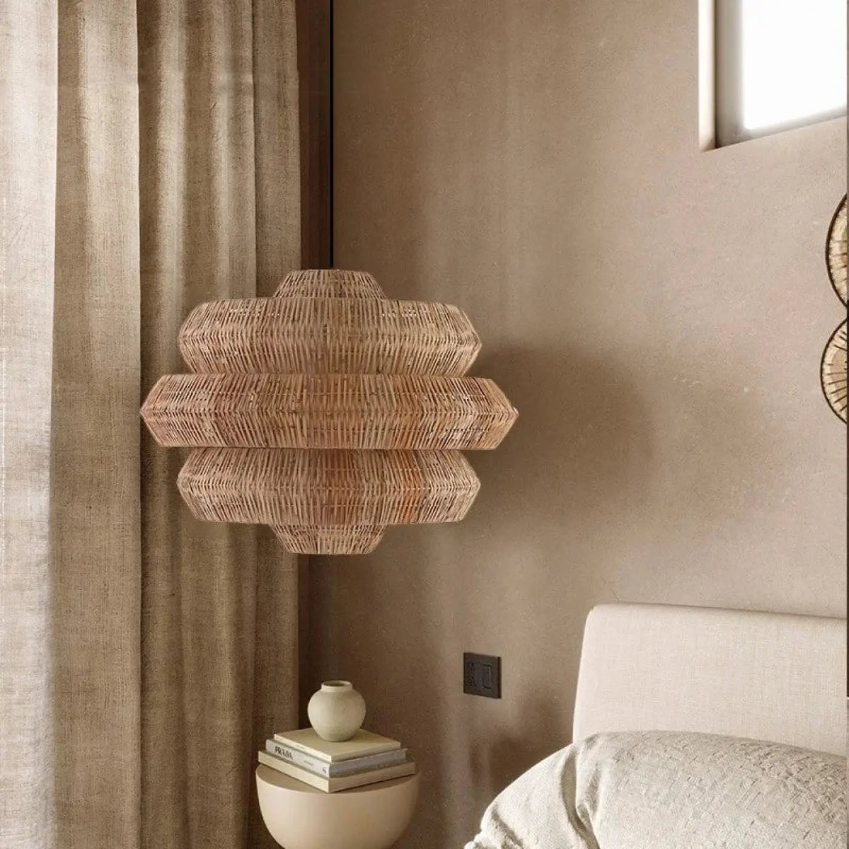 Suspension en rotin bohème, beige ou marron, tailles S à L, marron