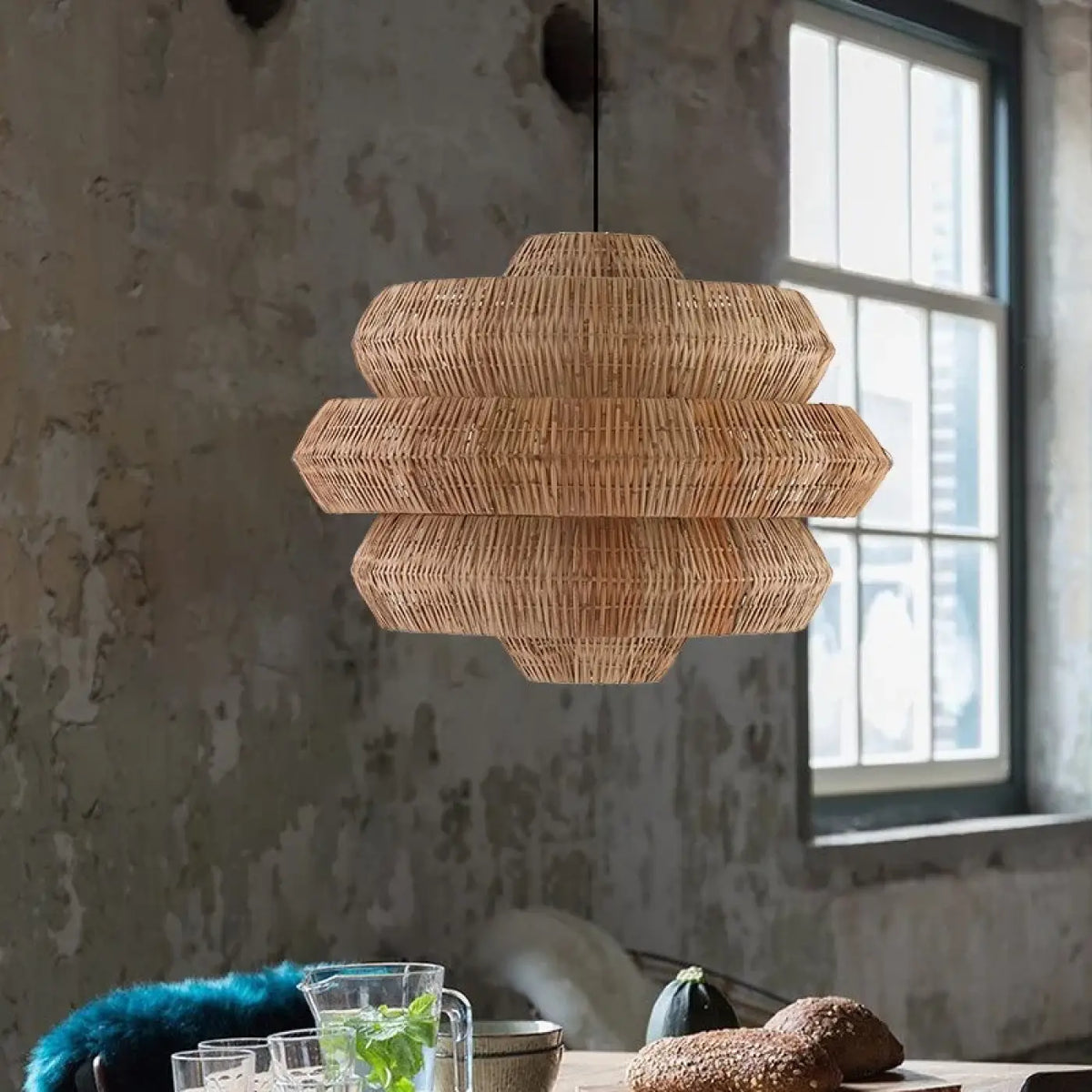 Suspension en rotin bohème, beige ou marron, tailles S à L, marron