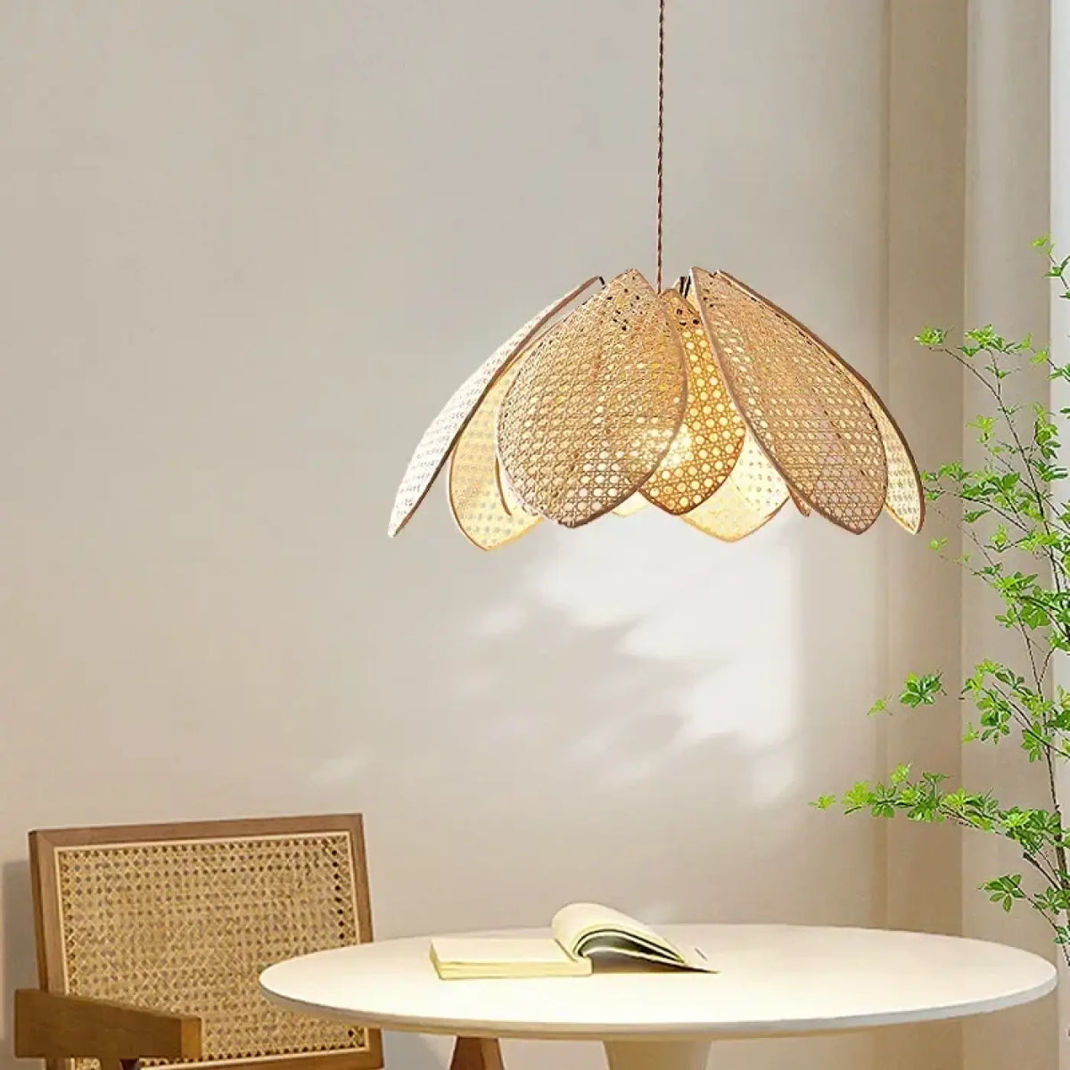 Suspension en rotin forme fleur, tailles S, M et L