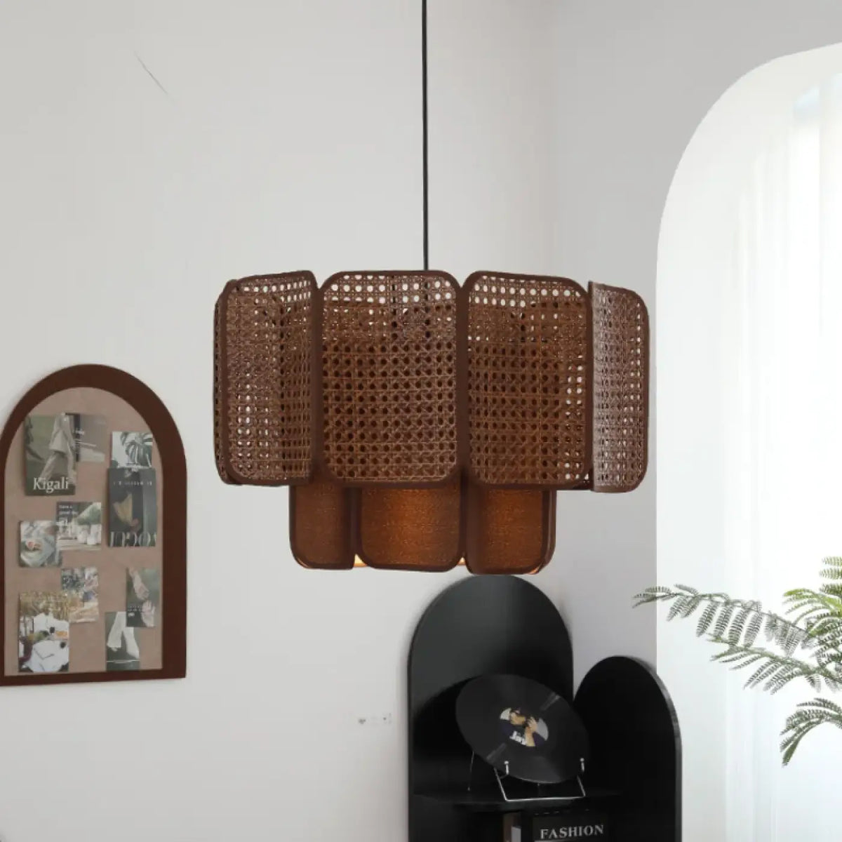Suspension rotin bohème chic, marron ou jaune, tailles S à L