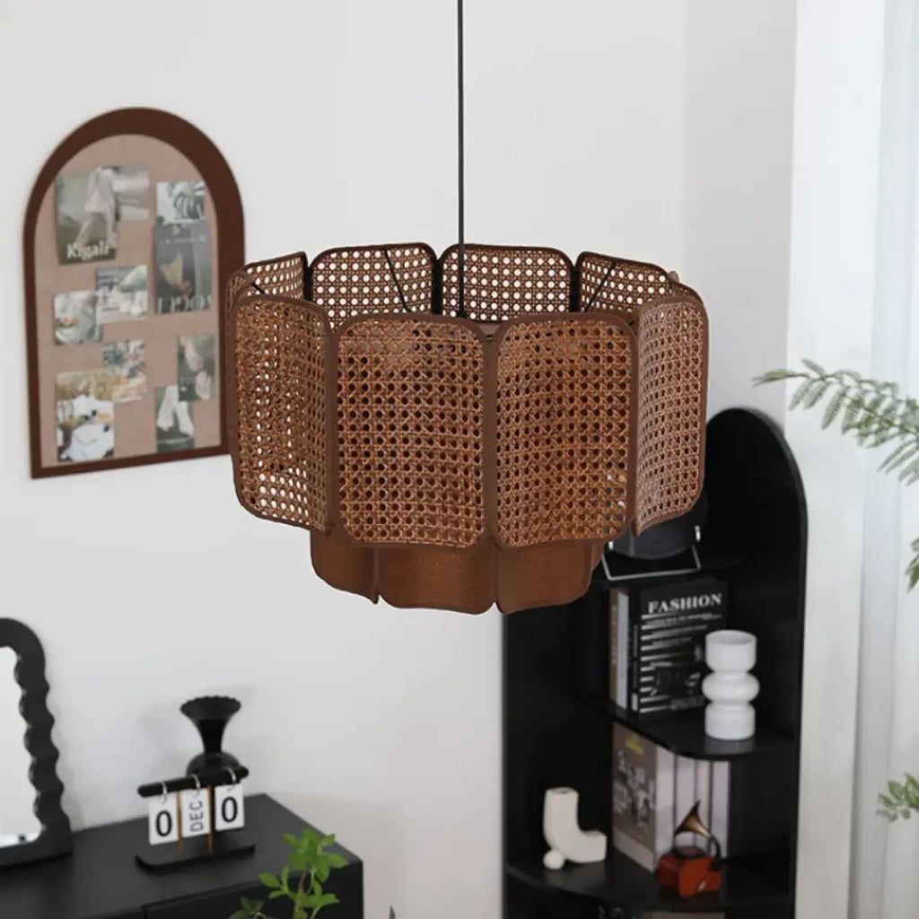Suspension rotin bohème chic, marron ou jaune, tailles S à L