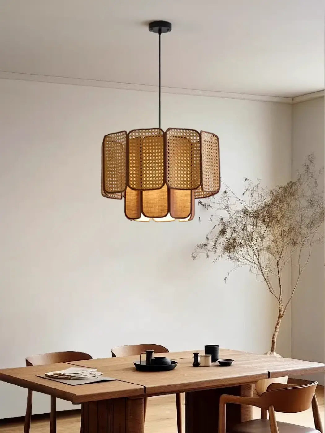 Suspension rotin bohème chic, marron ou jaune, tailles S à L