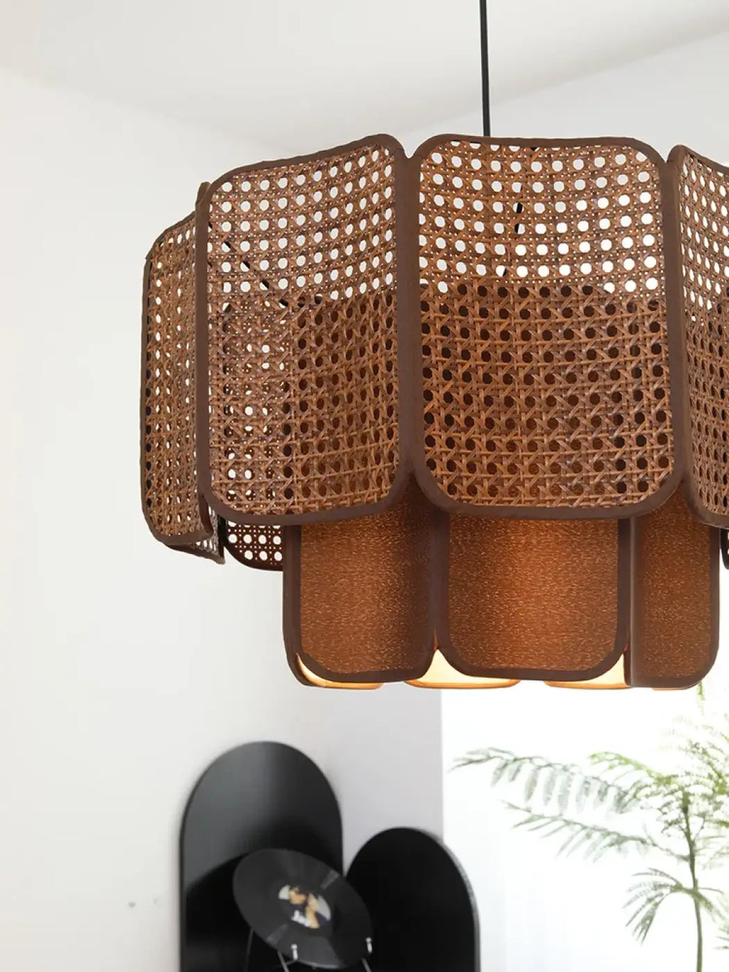Suspension rotin bohème chic, marron ou jaune, tailles S à L