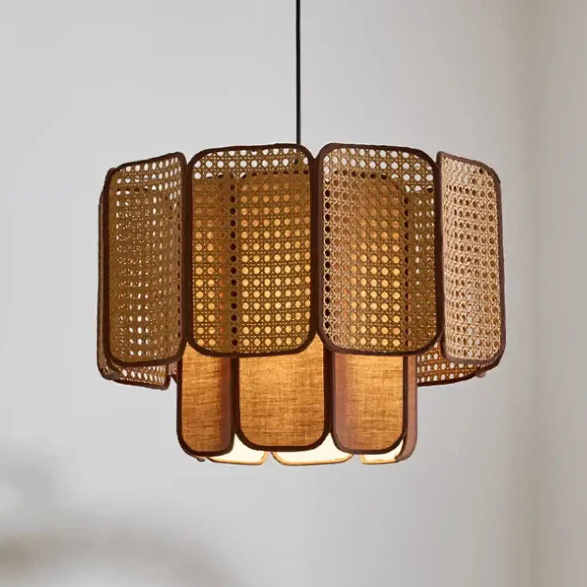 Suspension rotin bohème chic, marron ou jaune, tailles S à L