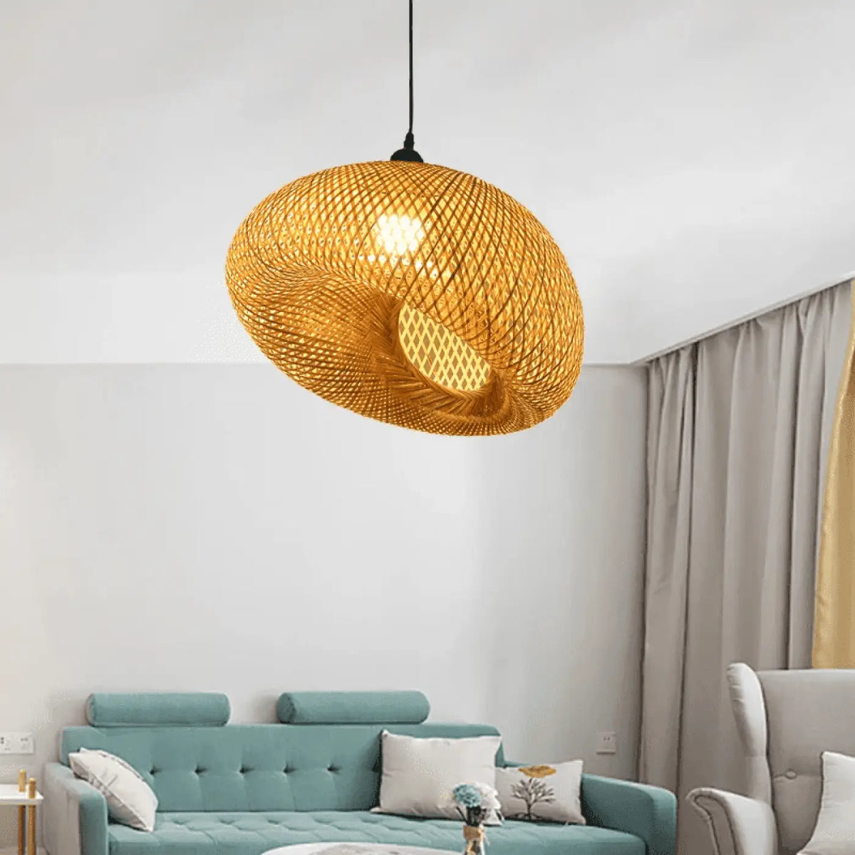 Grande suspension en rotin tressé XXL, tailles S, M ou L