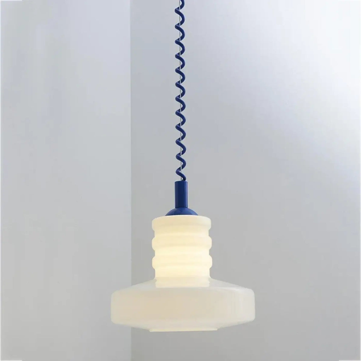 Suspension scandinave en verre blanc à câble torsadé, 4 coloris