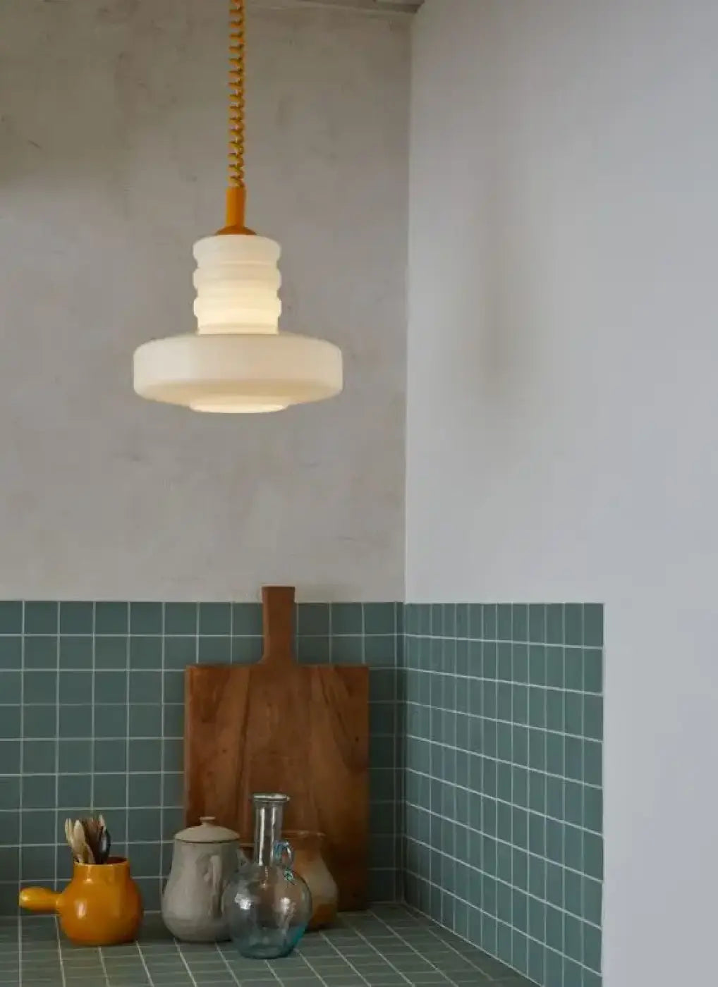 Suspension scandinave en verre blanc à câble torsadé, 4 coloris