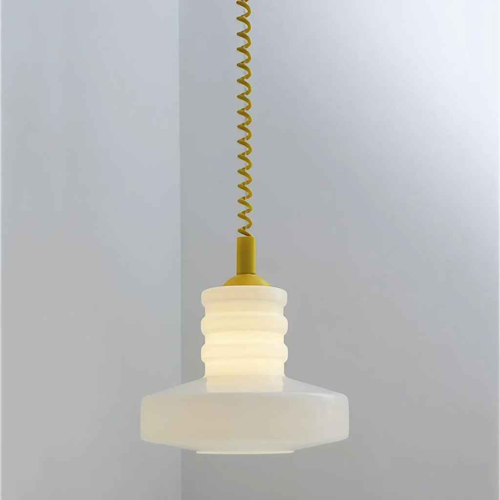 Suspension scandinave en verre blanc à câble torsadé, 4 coloris