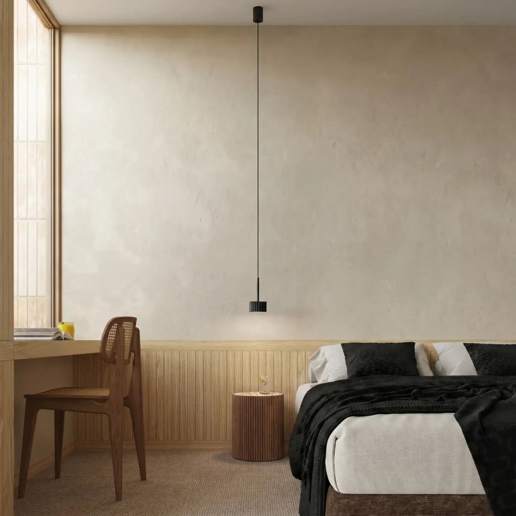 Petite suspension à spot cannelé en aluminium, 10 cm, 16 coloris