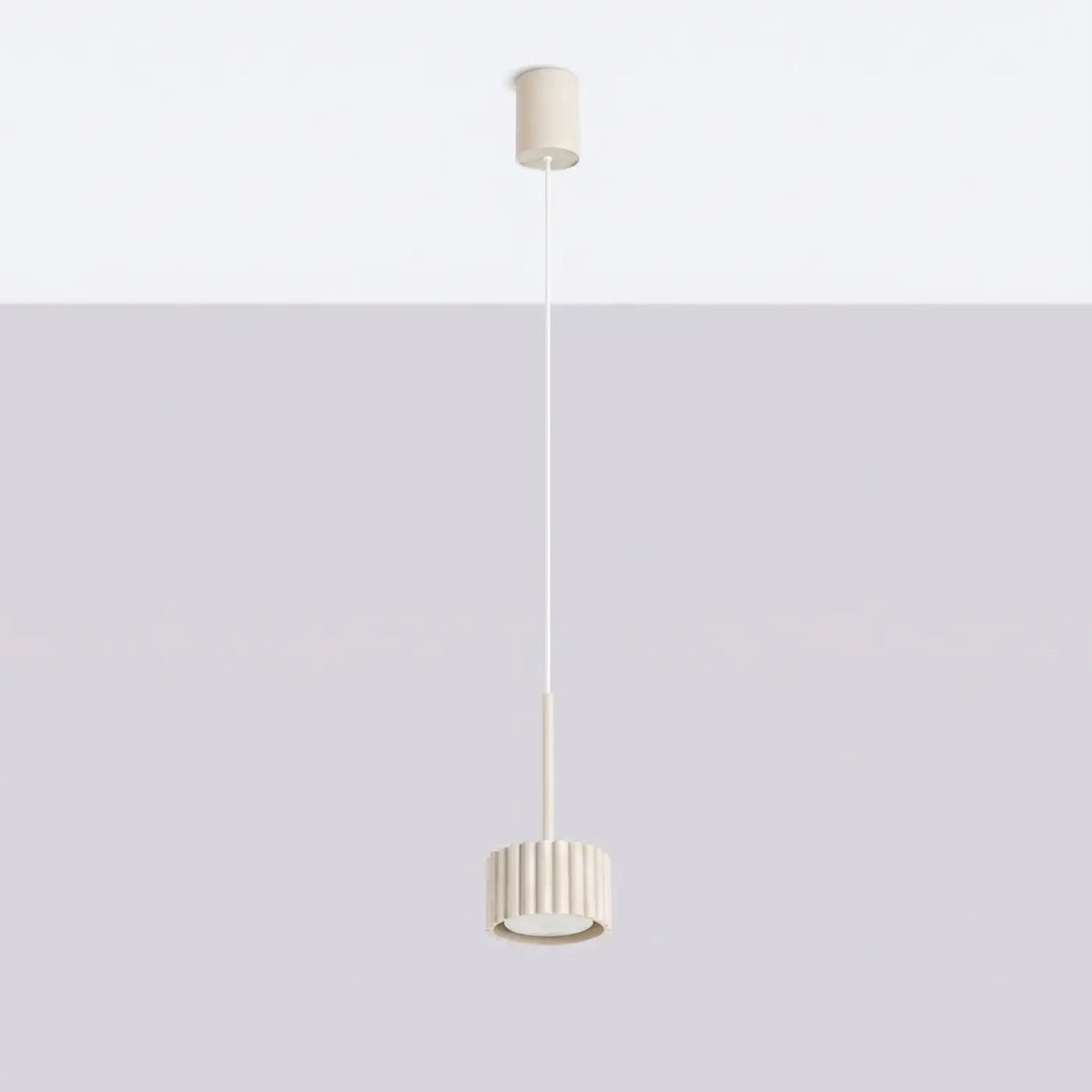 Petite suspension à spot cannelé en aluminium, 10 cm, 16 coloris, beige