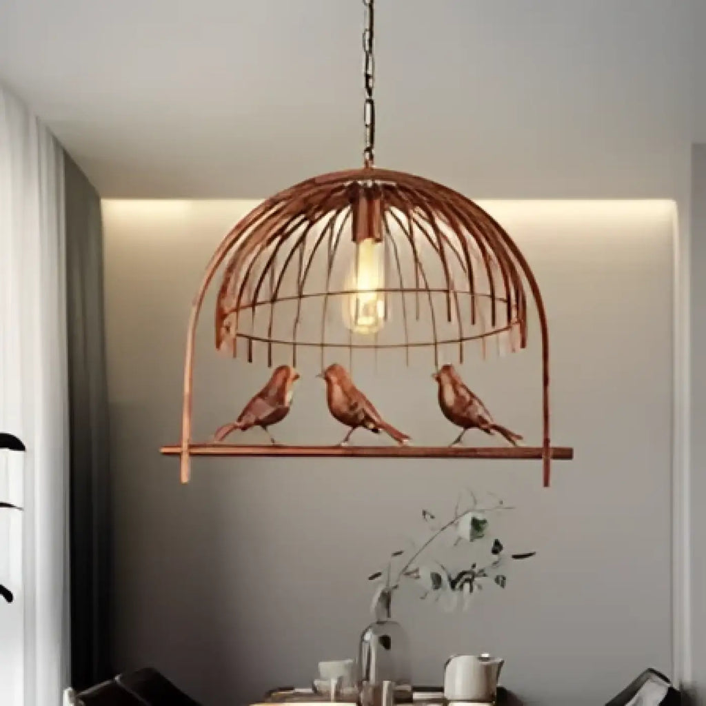 Suspension cage à oiseaux, coloris cuivré ou noir, cuivré