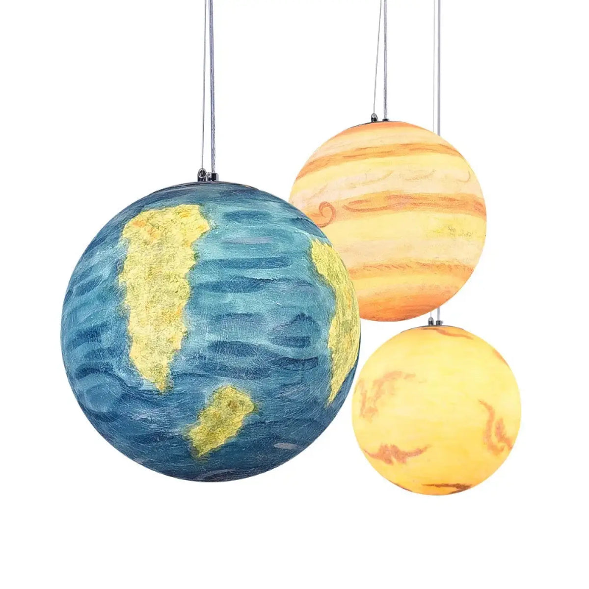 Suspension planète et nuages, cinq modèles, de Mars à Jupiter