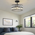 Suspension tambour noir à cristaux, esprit art déco