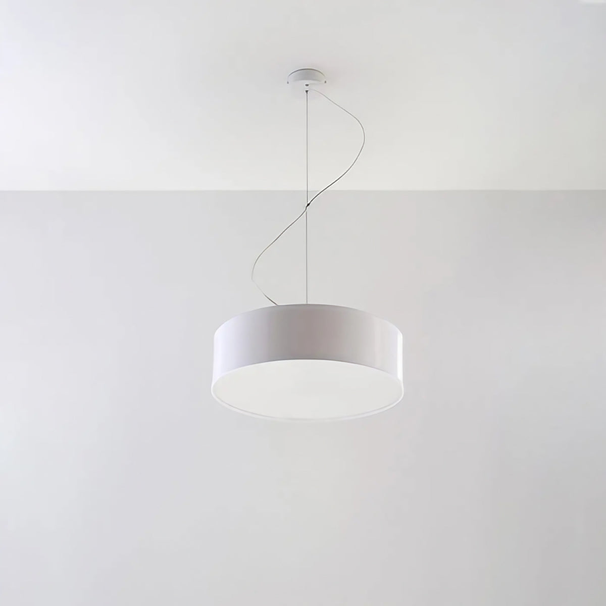 Suspension tambour plat, 35 ou 45 cm, 2 ou 3 ampoules, blanc ou noir, blanc