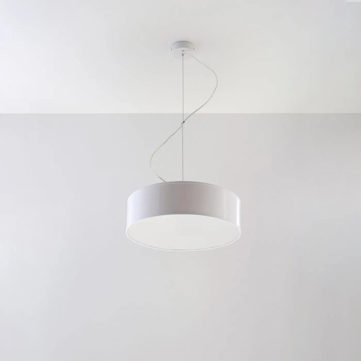 Suspension tambour plat, 35 ou 45 cm, 2 ou 3 ampoules, blanc ou noir, blanc