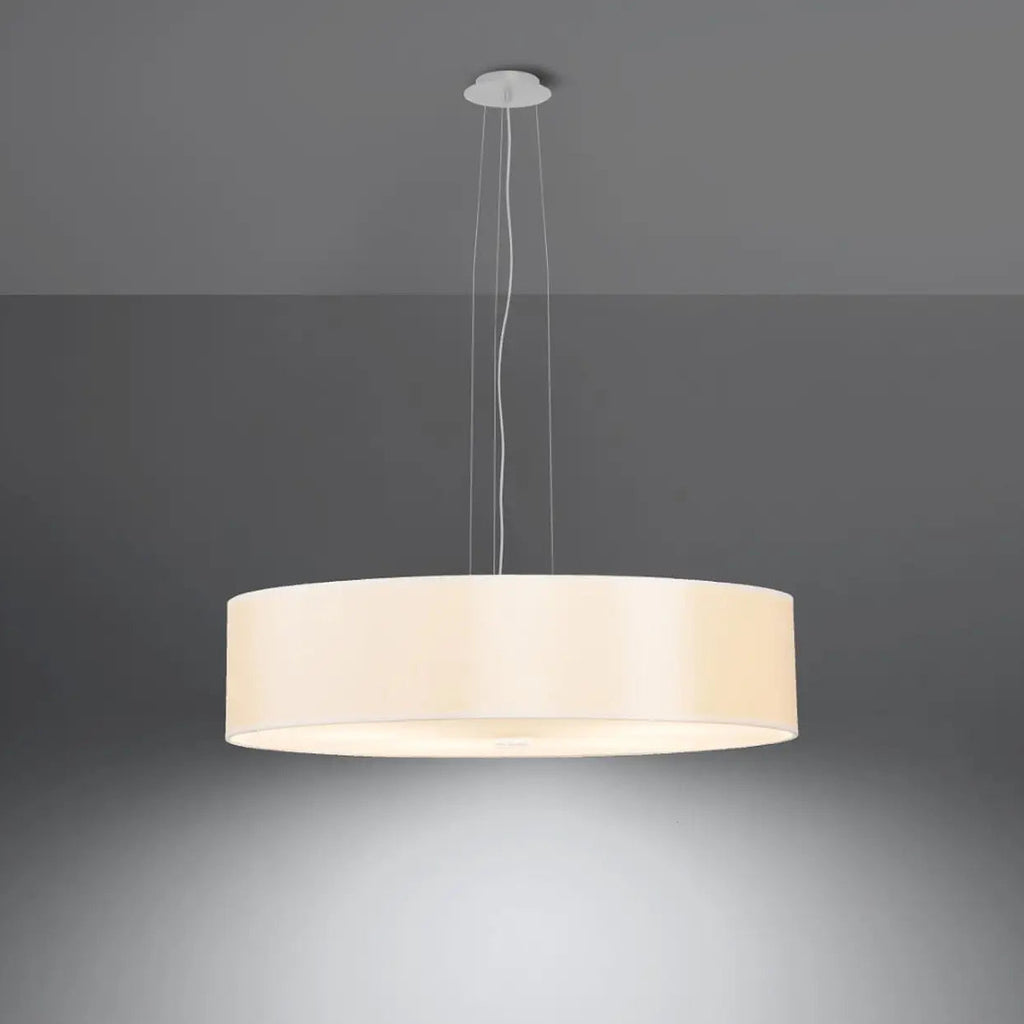 Suspension tambour en tissu de 50 cm, diffuseur en verre, 5 ampoules