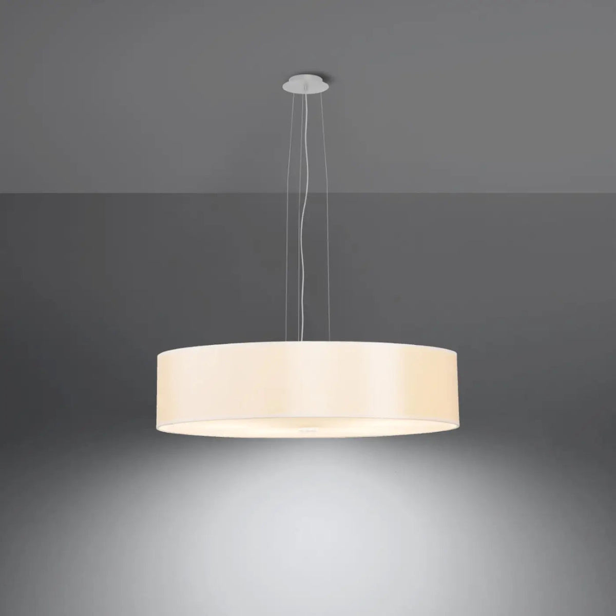 Suspension tambour en tissu de 50 cm, diffuseur en verre, 5 ampoules
