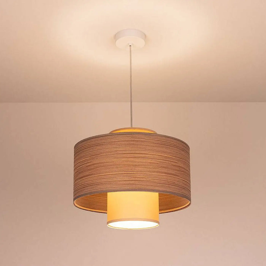Suspension à double abat-jour beige et crème, hauteur réglable